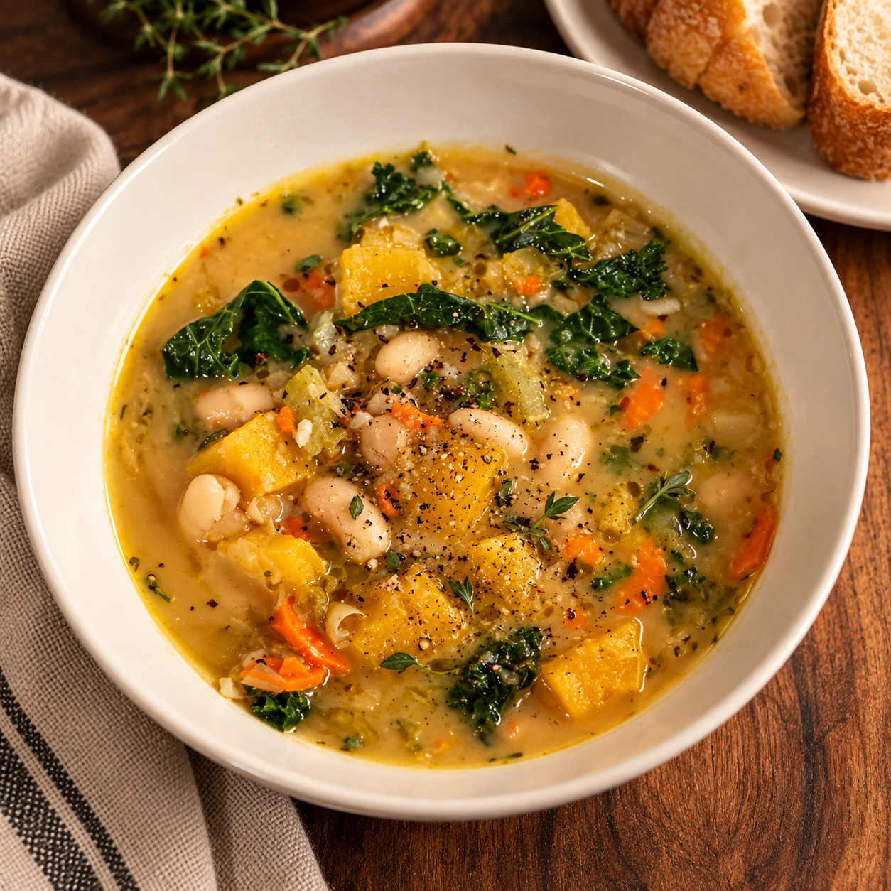 French Countryside Butternut Squash & White Bean Soup